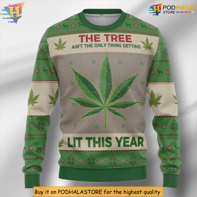 Weed Hobby Light It Up Theme Funny Quote Trendy Christmas Sweater
