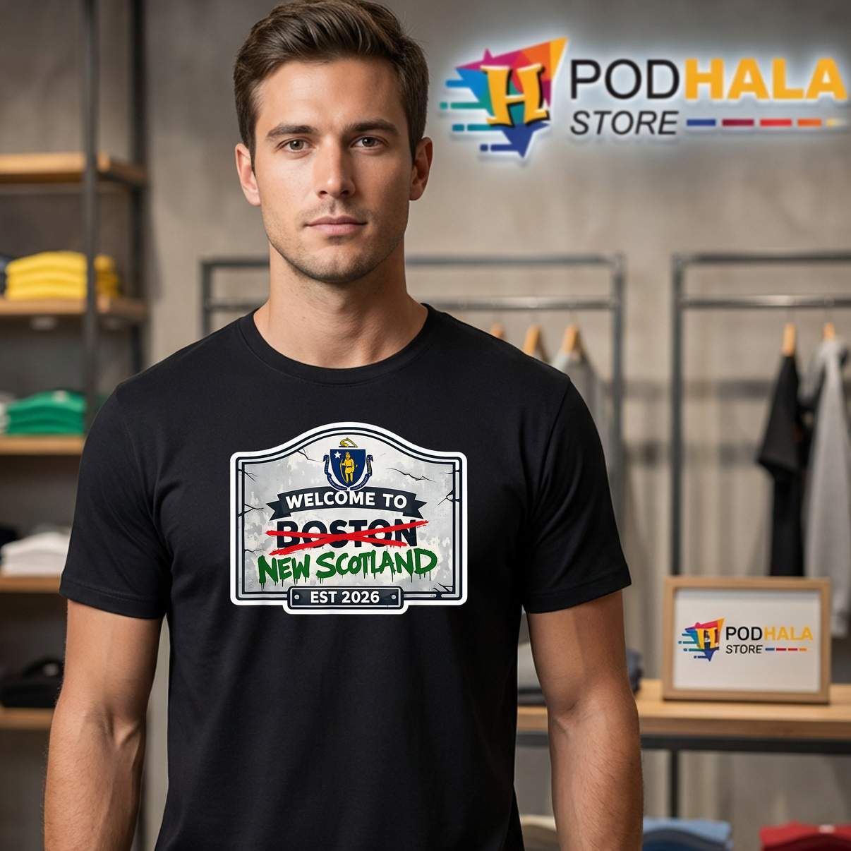 Welcome To Boston Scotland Shirt New Mens Funny Hometown Pride Graphic Top