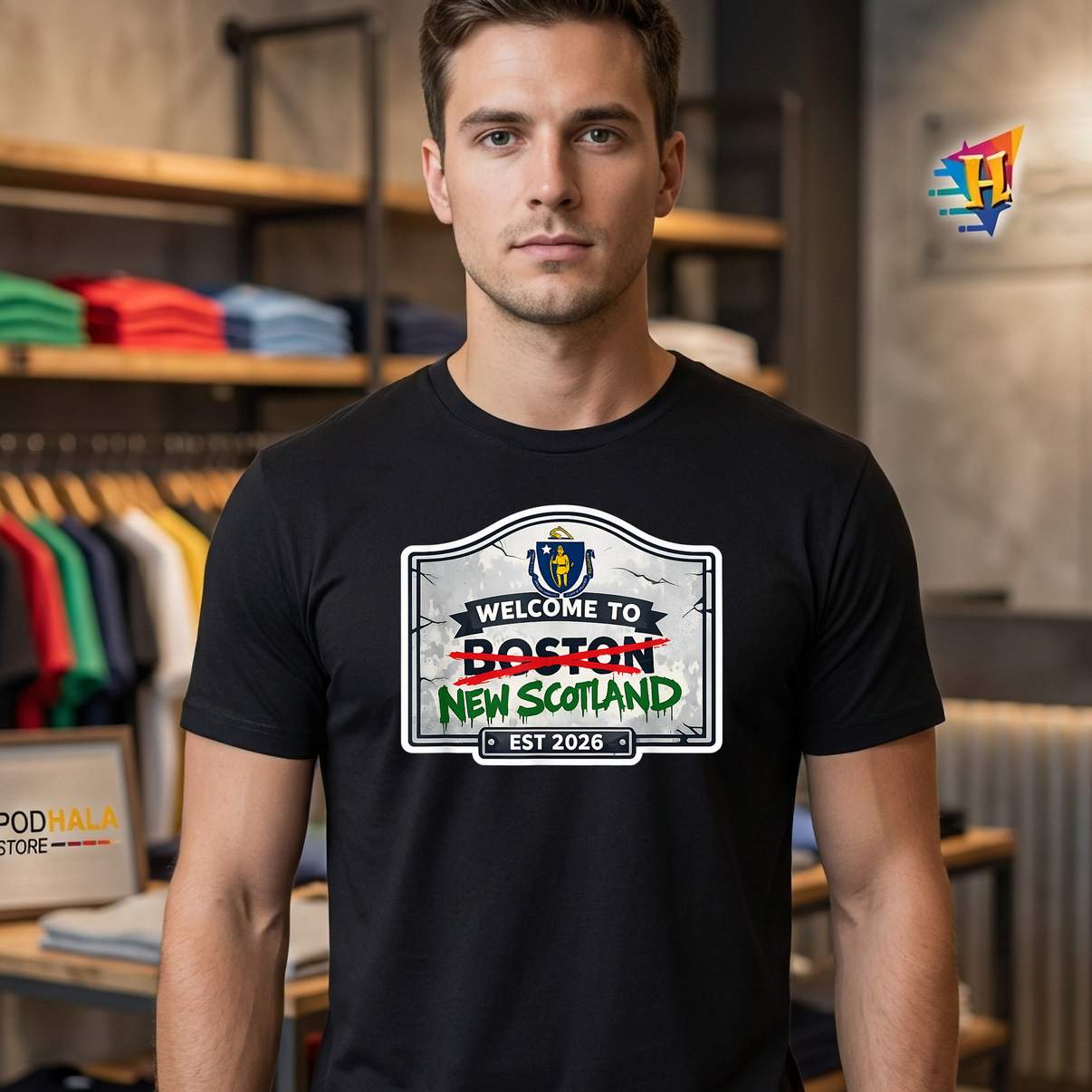 Welcome To Boston Scotland T-Shirt New Mens Funny Hometown Pride Graphic Top Welcome To Boston Scotland T-Shirt New Mens Funny Hometown Pride Graphic Top