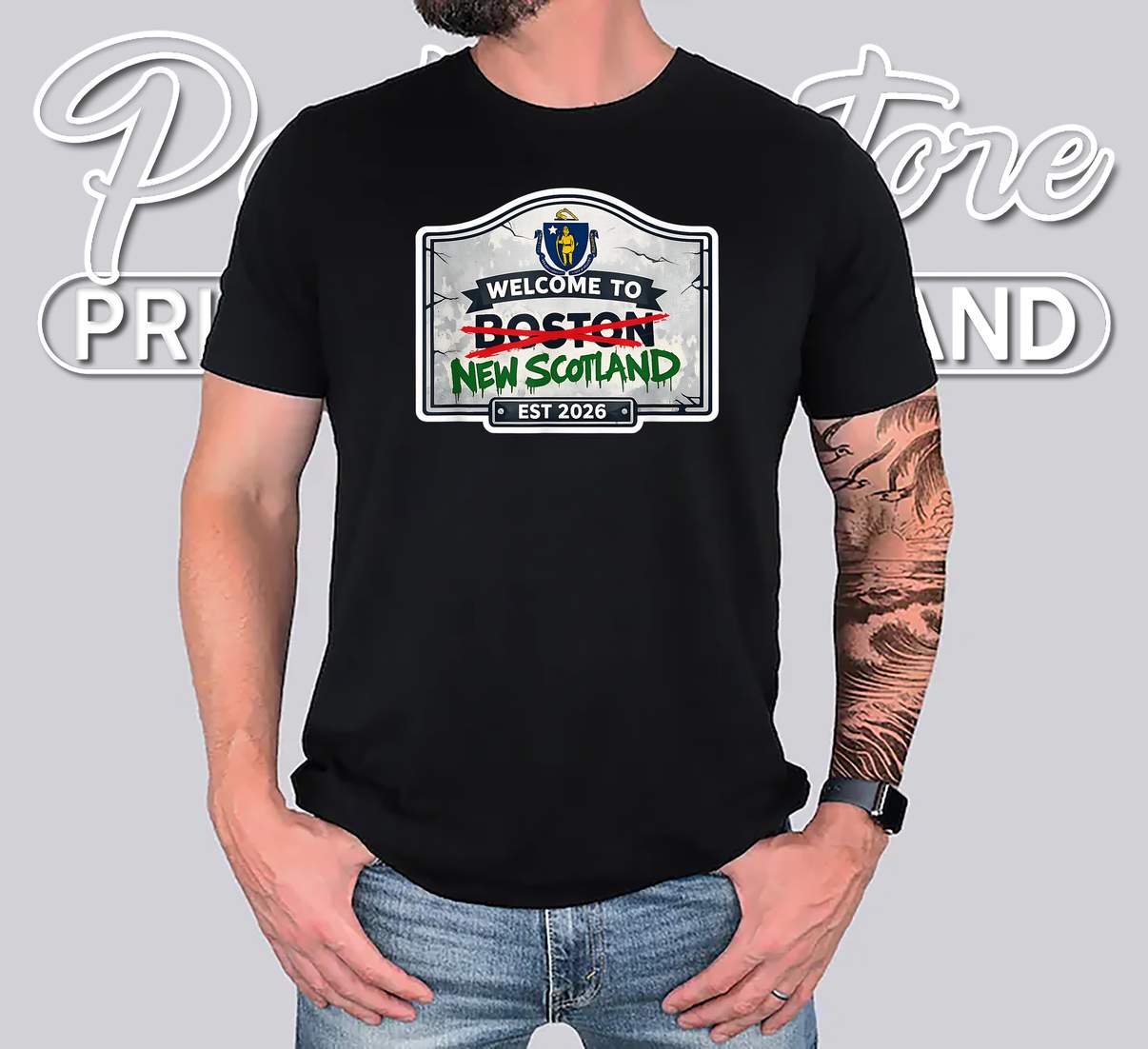 Welcome To Boston Scotland Tshirt New Mens Funny Hometown Pride Graphic Top Welcome To Boston Scotland Tshirt New Mens Funny Hometown Pride Graphic Top