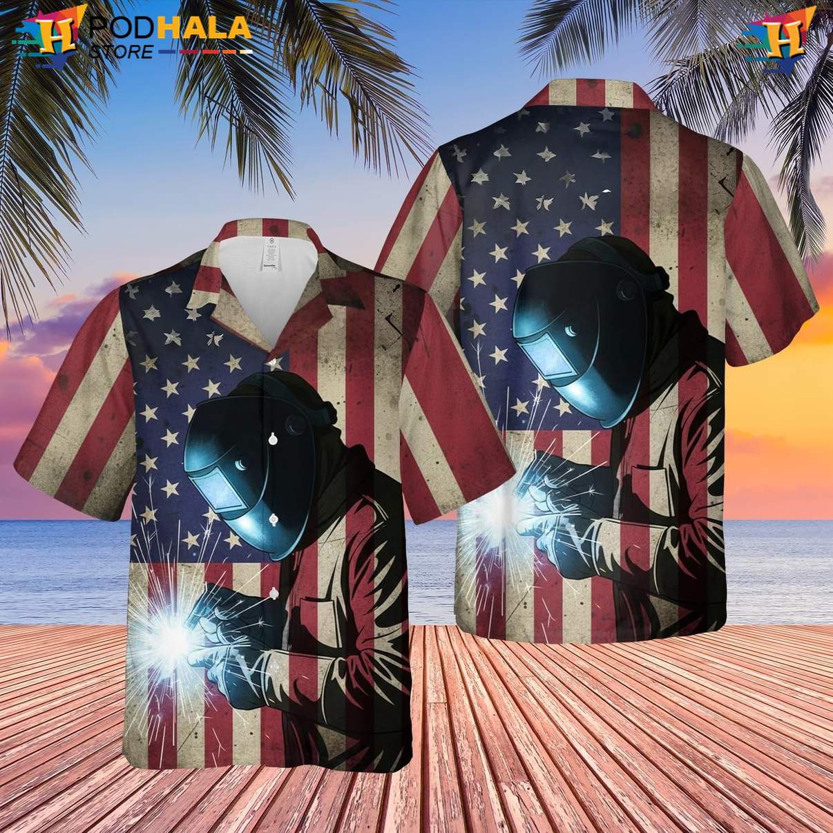 Welder Tropical Tropical Shirt Mens Button Down Welding Worker Beachwear Top Welder Tropical Tropical Shirt Mens Button Down Welding Worker Beachwear Top