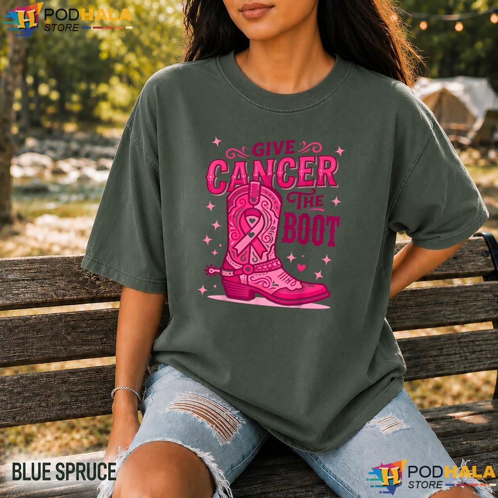 Western Cowgirl Pink Ribbon Comfort Colors Tee Breast Cancer Warrior
