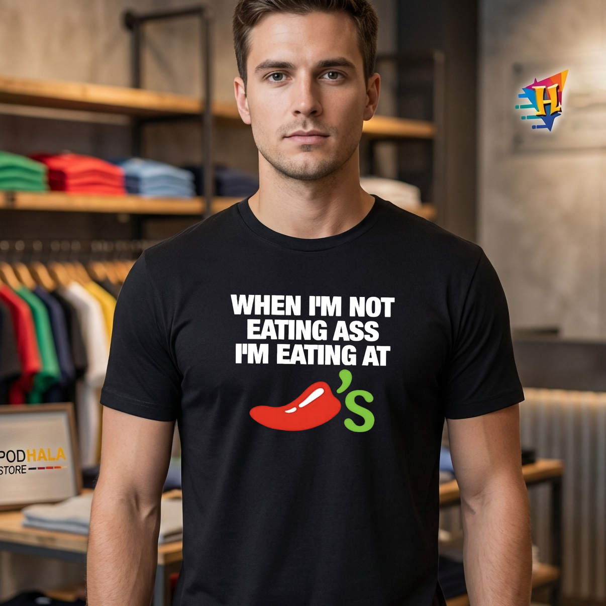 When Im Not Eating Ass Im At Chillis Logo Shirt 2026 Funny Meme Fan Apparel