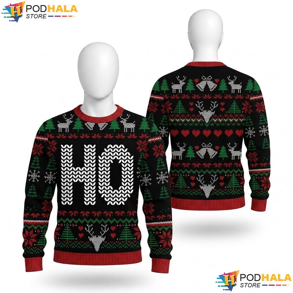 Where My Hos At Ugly Xmas Sweater Matching Couple Holiday Mens Top