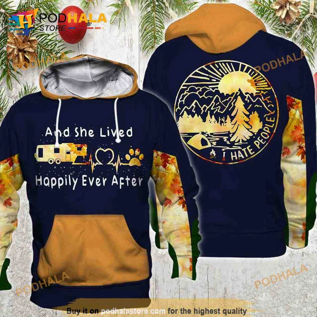 Whimsical Adventure Camper Van Hoodie Featuring And She Lived Happily Ever After