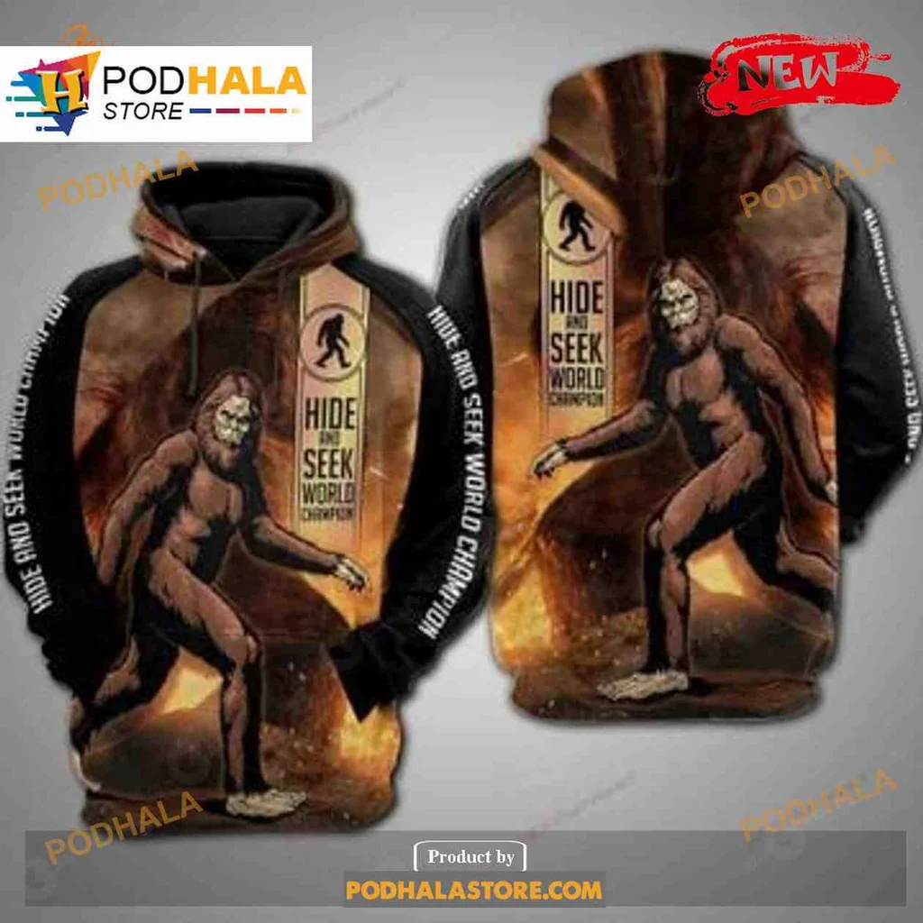 Whimsical Bigfoot Camping 3d Hoodie, Hide And Seek World Champion Design