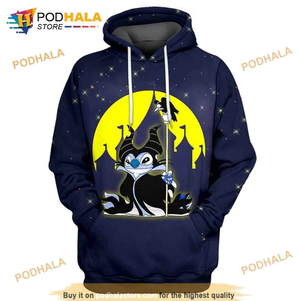Whimsical Maleficent Moon 3d Hoodie With Enchanting Castle Design