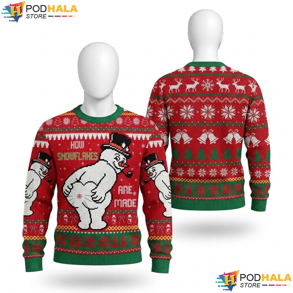 Whimsical Snowman How Made Funny Ugly Sweater Christmas Holiday Apparel