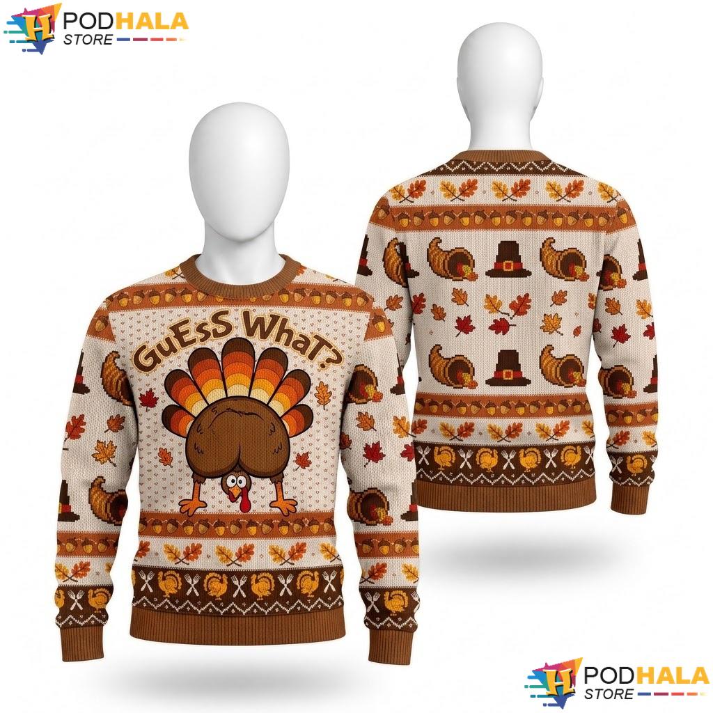 Whimsical Turkey Ugly Christmas Sweater Funny Thanksgiving Holiday Top