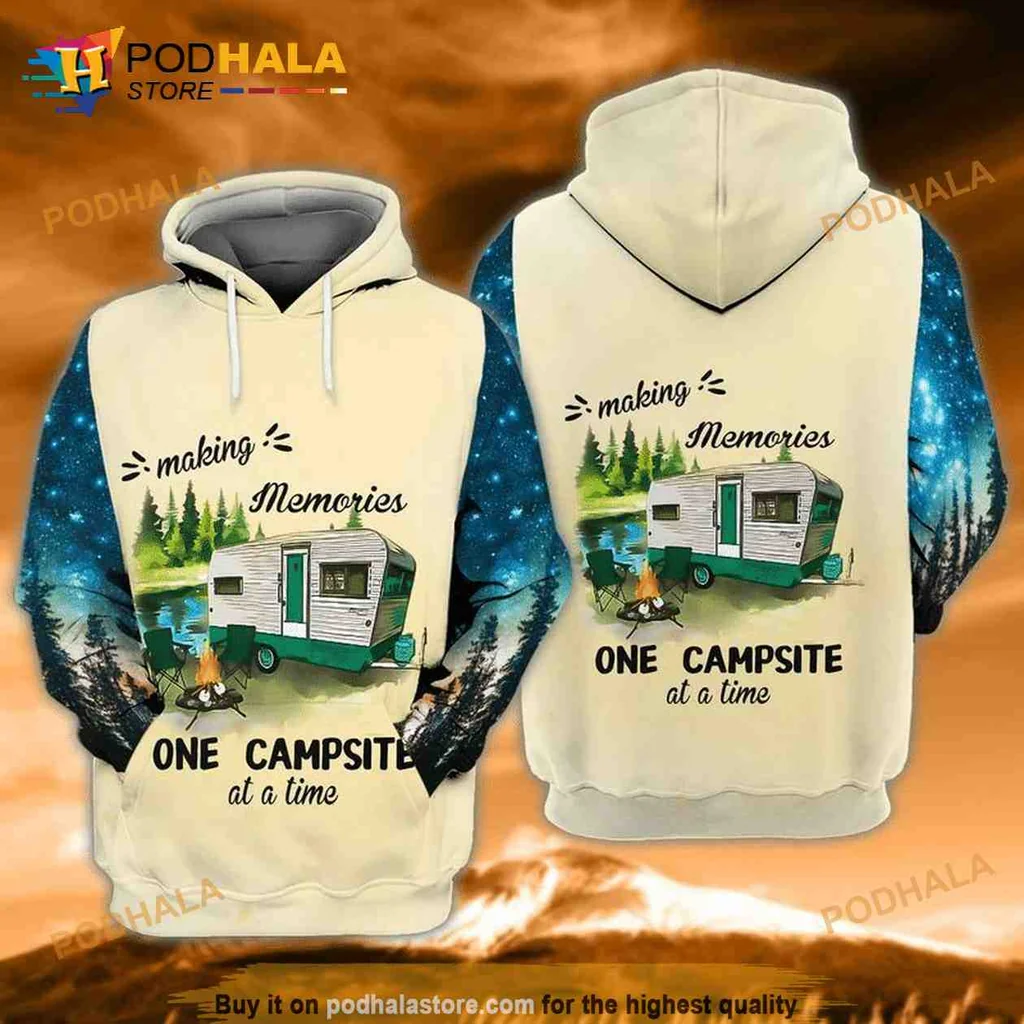 Whimsical Vintage Camper 3d Hoodie, Making Memories One Campsite At A Time