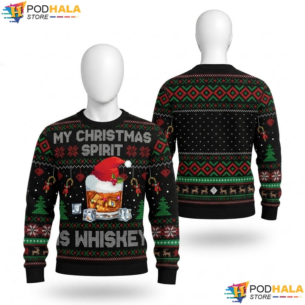 Whiskey Holiday Spirit Ugly Christmas Sweater Xmas Pajamas Outfit