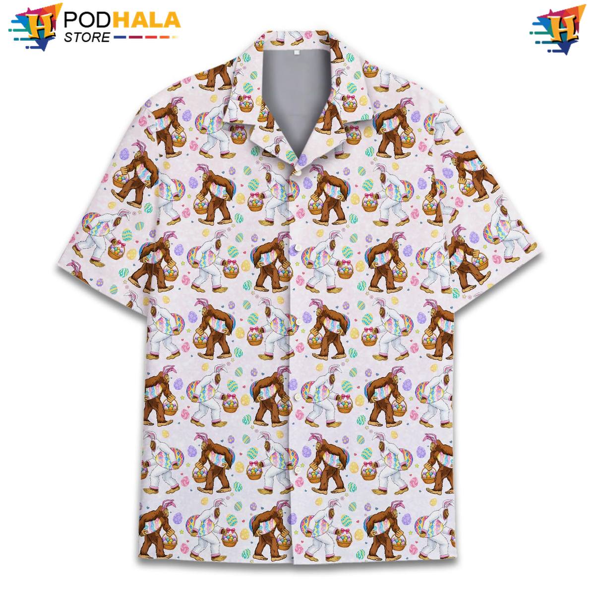 White Bigfoot Short-sleeve button-up shirt Mens Short Sleeve Casual Summer Beachwear Top White Bigfoot Short-sleeve button-up shirt Mens Short Sleeve Casual Summer Beachwear Top