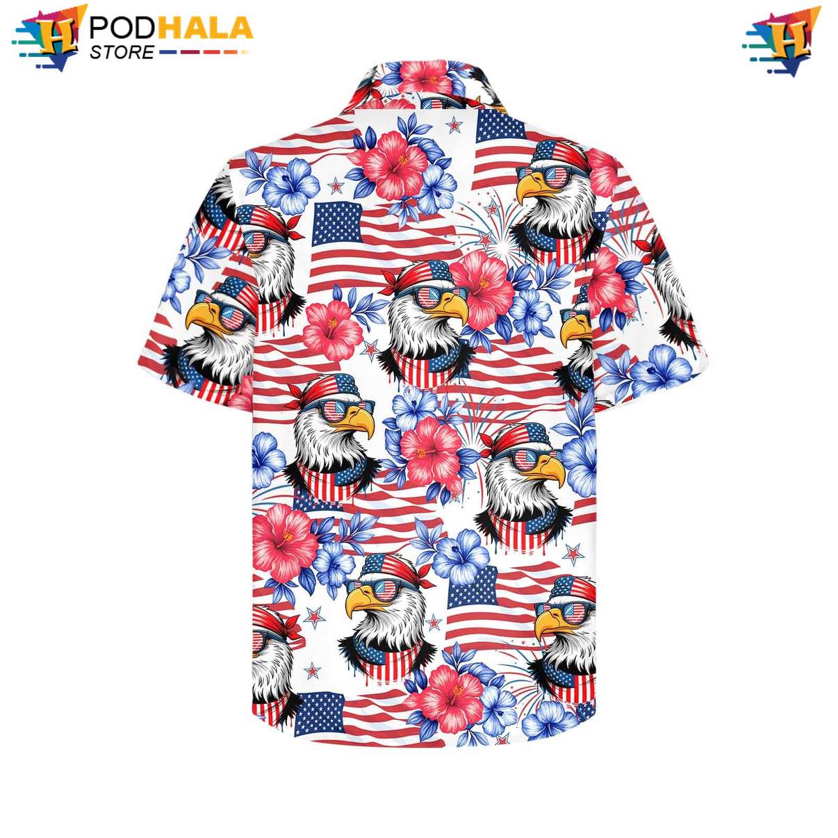 White Flag Eagle Tropical Shirt Mens Patriotic Summer Beach Party Outfit Top White Flag Eagle Tropical Shirt Mens Patriotic Summer Beach Party Outfit Top