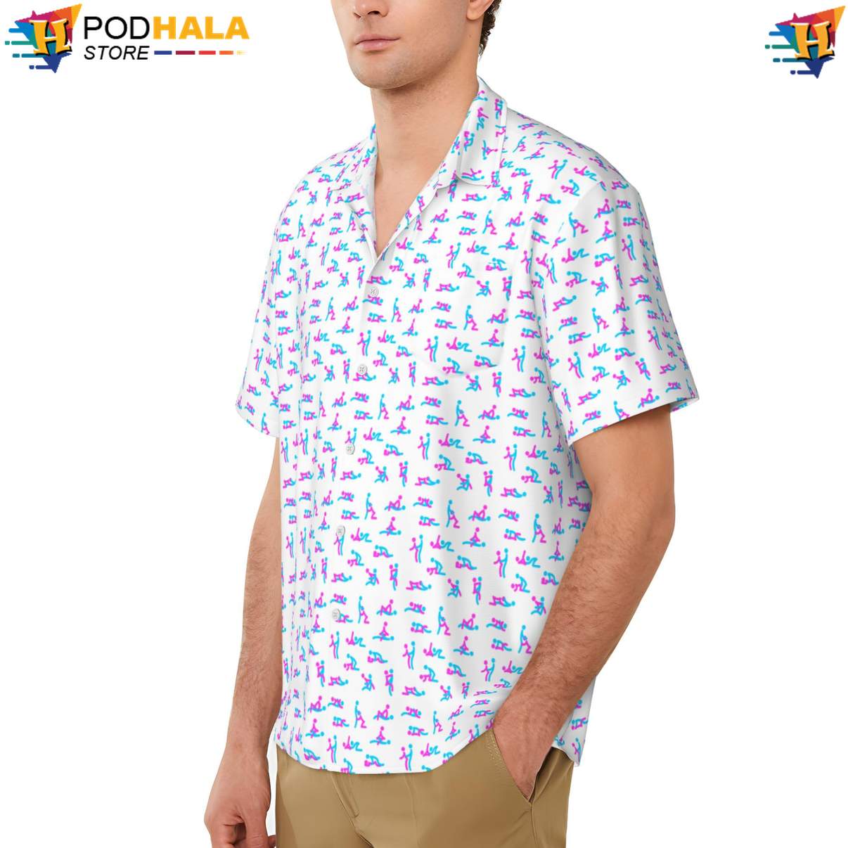 White Two Aloha Shirt Love Pose Funny Mens Short Sleeve Beach Apparel White Two Aloha Shirt Love Pose Funny Mens Short Sleeve Beach Apparel