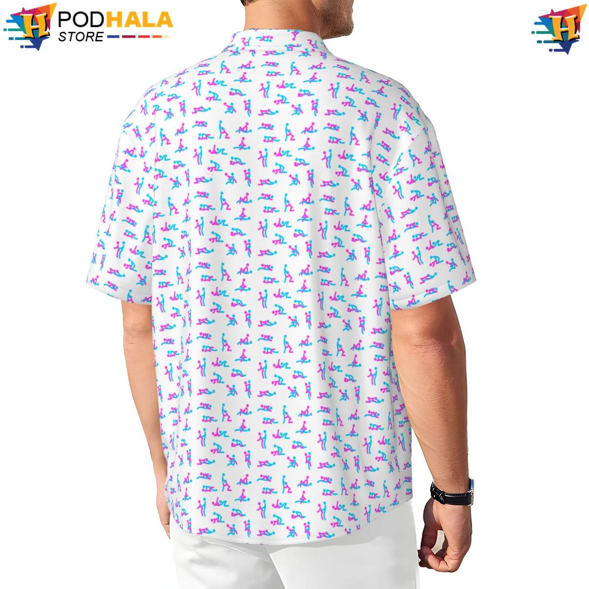 White Two Short-sleeve button-up shirt Love Pose Funny Mens Short Sleeve Beach Apparel White Two Short-sleeve button-up shirt Love Pose Funny Mens Short Sleeve Beach Apparel