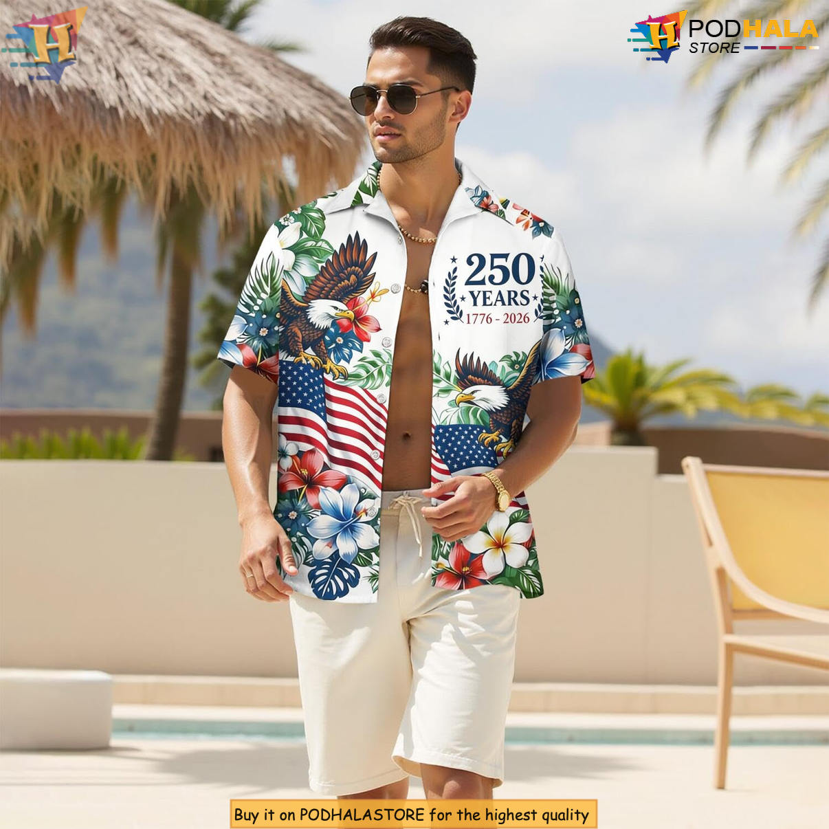 White USA 250th Anniversary Hawaiian Shirt 2026 Patriotic Independence Gear