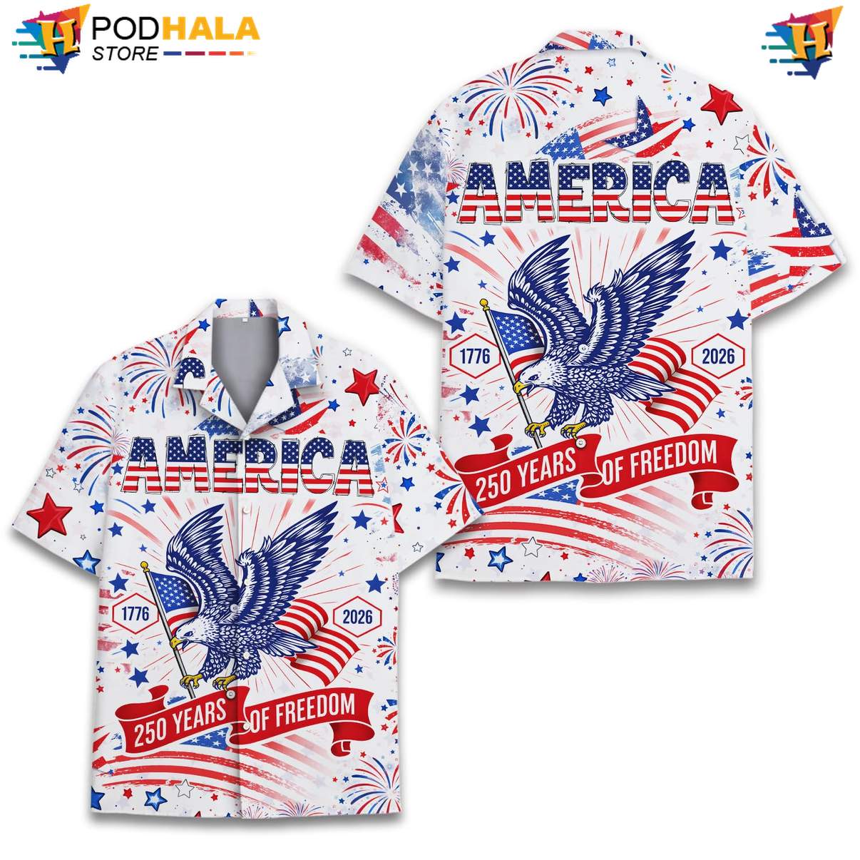 White USA 250th Anniversary Aloha Shirt Mens Patriotic Fourth Of July White USA 250th Anniversary Aloha Shirt Mens Patriotic Fourth Of July