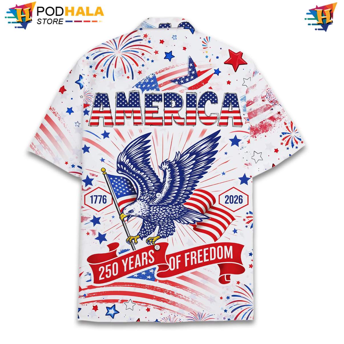 White USA 250th Anniversary Short-sleeve button-up shirt Mens Patriotic Fourth Of July White USA 250th Anniversary Short-sleeve button-up shirt Mens Patriotic Fourth Of July