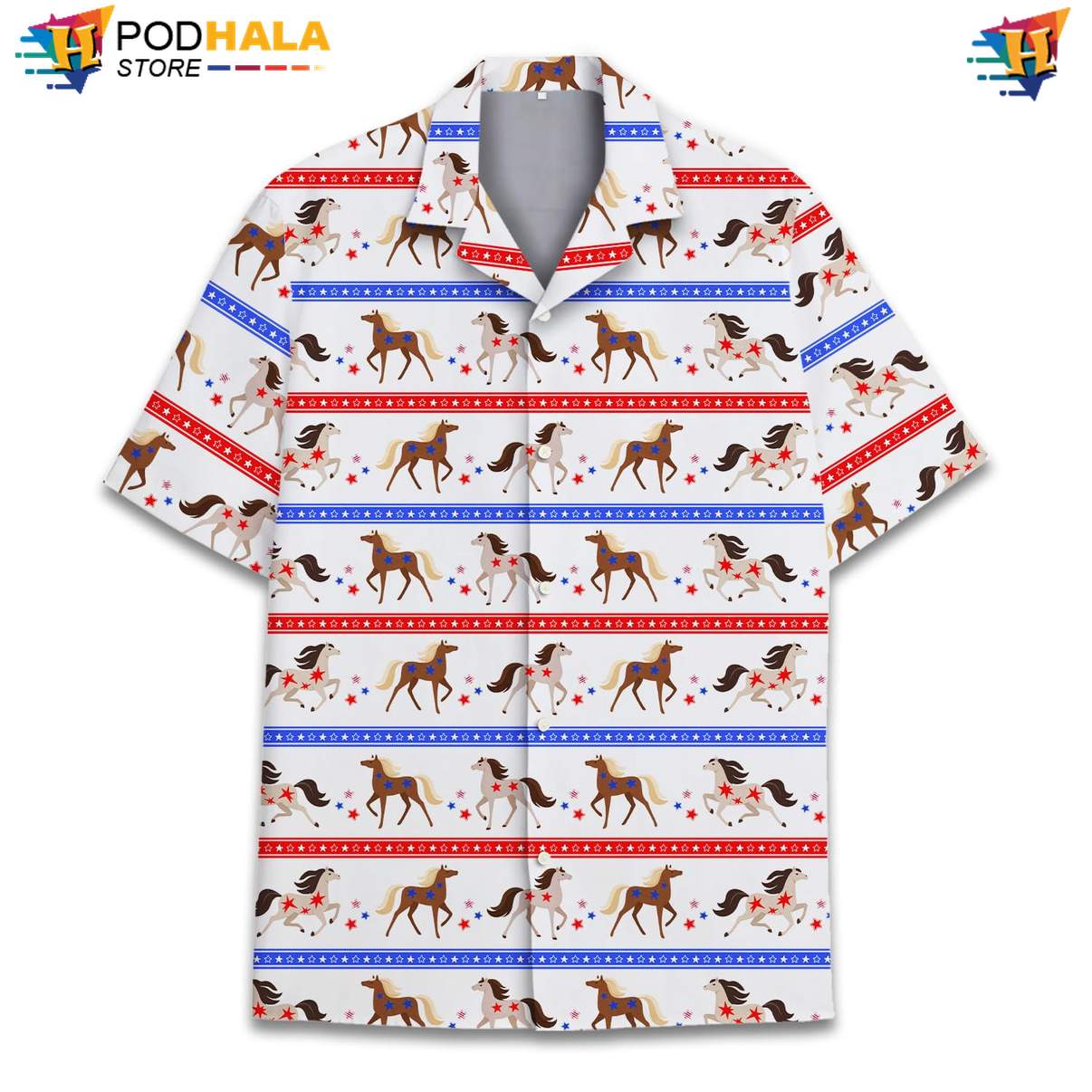 White USA Flag Horse Short-sleeve button-up shirt Mens Patriotic Fourth Of July Beach Top White USA Flag Horse Short-sleeve button-up shirt Mens Patriotic Fourth Of July Beach Top