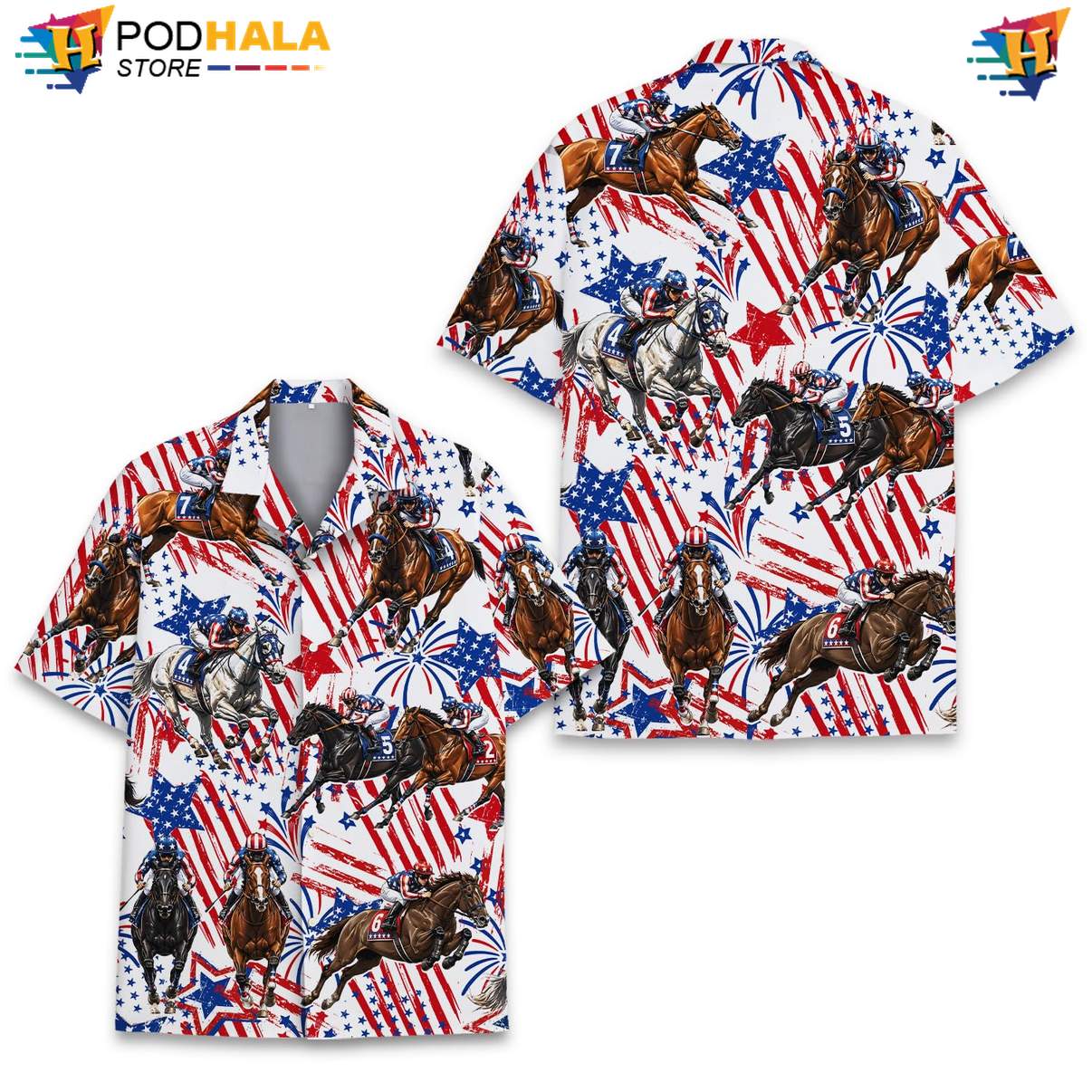 White USA Flag Horse Tropical Shirt Mens Patriotic Fourth Of July Apparel White USA Flag Horse Tropical Shirt Mens Patriotic Fourth Of July Apparel