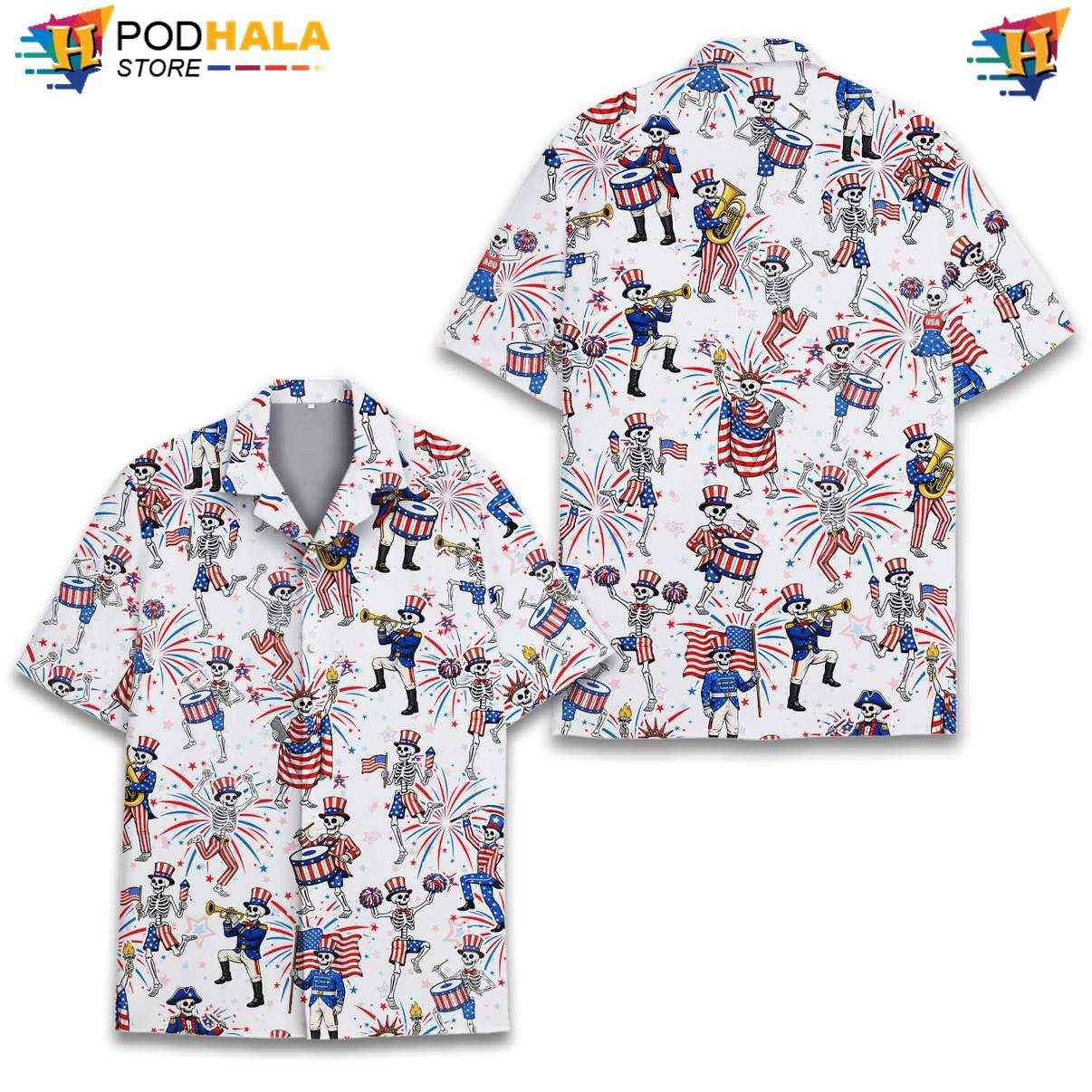 White USA Flag Skeleton Tropical Shirt Mens Patriotic Fourth Of July Outfit White USA Flag Skeleton Tropical Shirt Mens Patriotic Fourth Of July Outfit