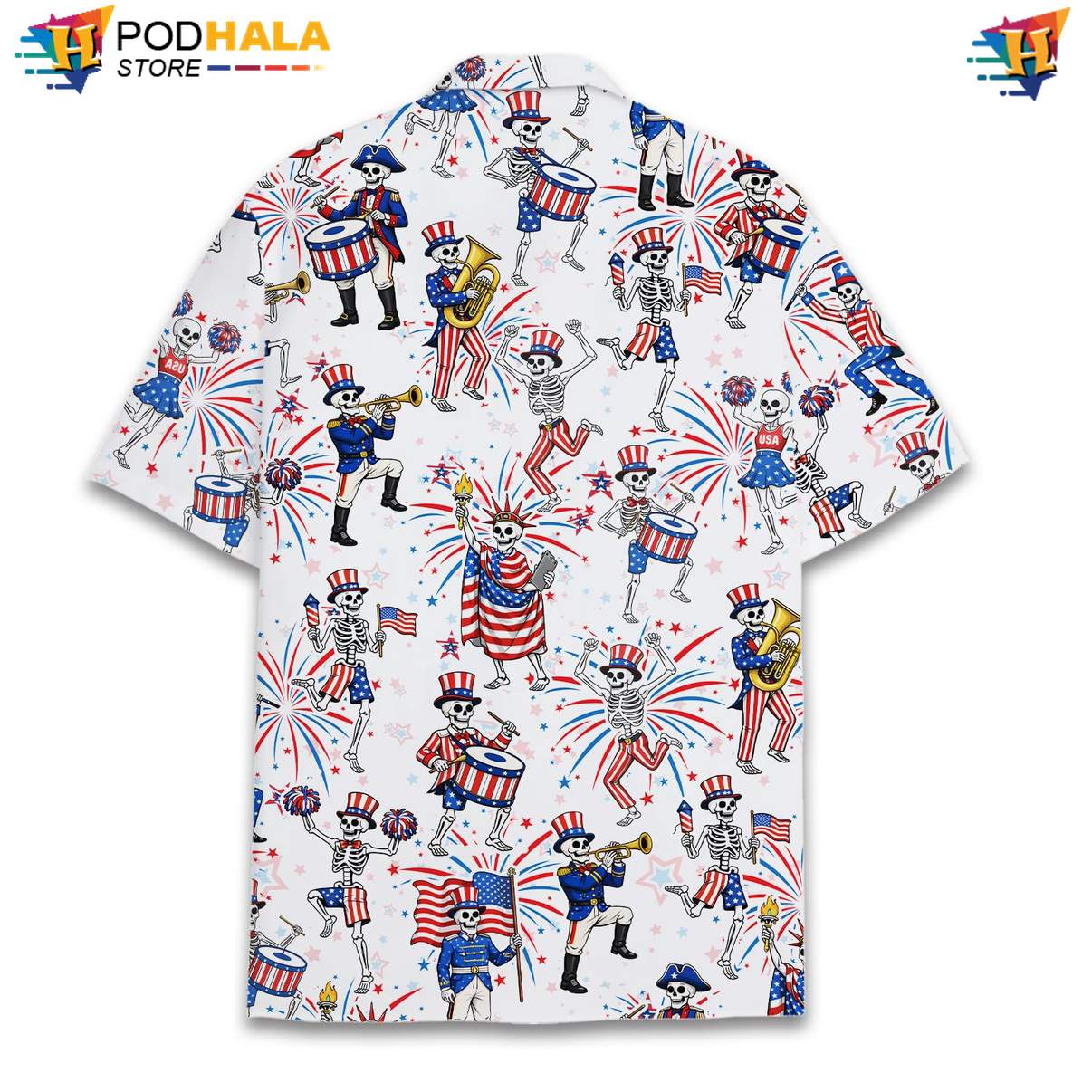 White USA Flag Skeleton Tropical Shirt Mens Patriotic Fourth Of July Outfit White USA Flag Skeleton Tropical Shirt Mens Patriotic Fourth Of July Outfit