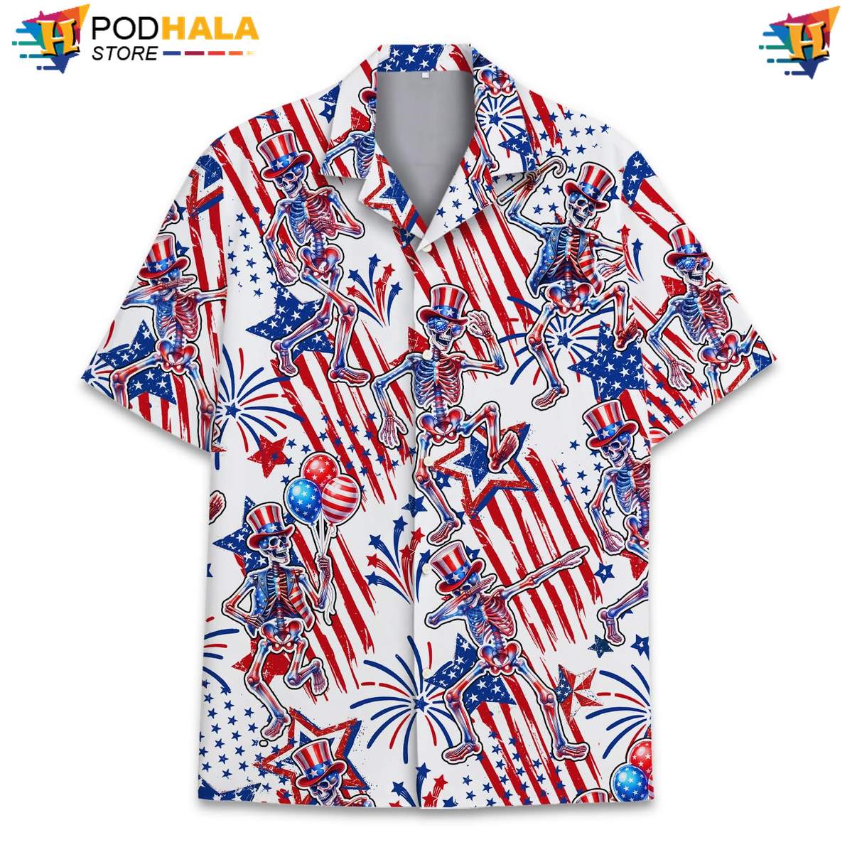 White USA Flag Skull Short-sleeve button-up shirt Mens Patriotic Fourth Of July Outfit White USA Flag Skull Short-sleeve button-up shirt Mens Patriotic Fourth Of July Outfit