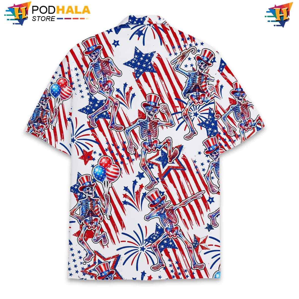 White USA Flag Skull Aloha Shirt Mens Patriotic Fourth Of July Outfit White USA Flag Skull Aloha Shirt Mens Patriotic Fourth Of July Outfit