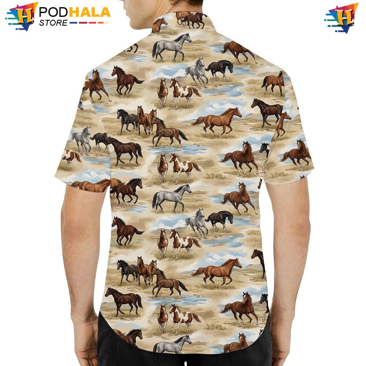 Wild Horse Fire Aloha Shirt Mens Island Vibe Vacation Cruise Button Down Wild Horse Fire Aloha Shirt Mens Island Vibe Vacation Cruise Button Down