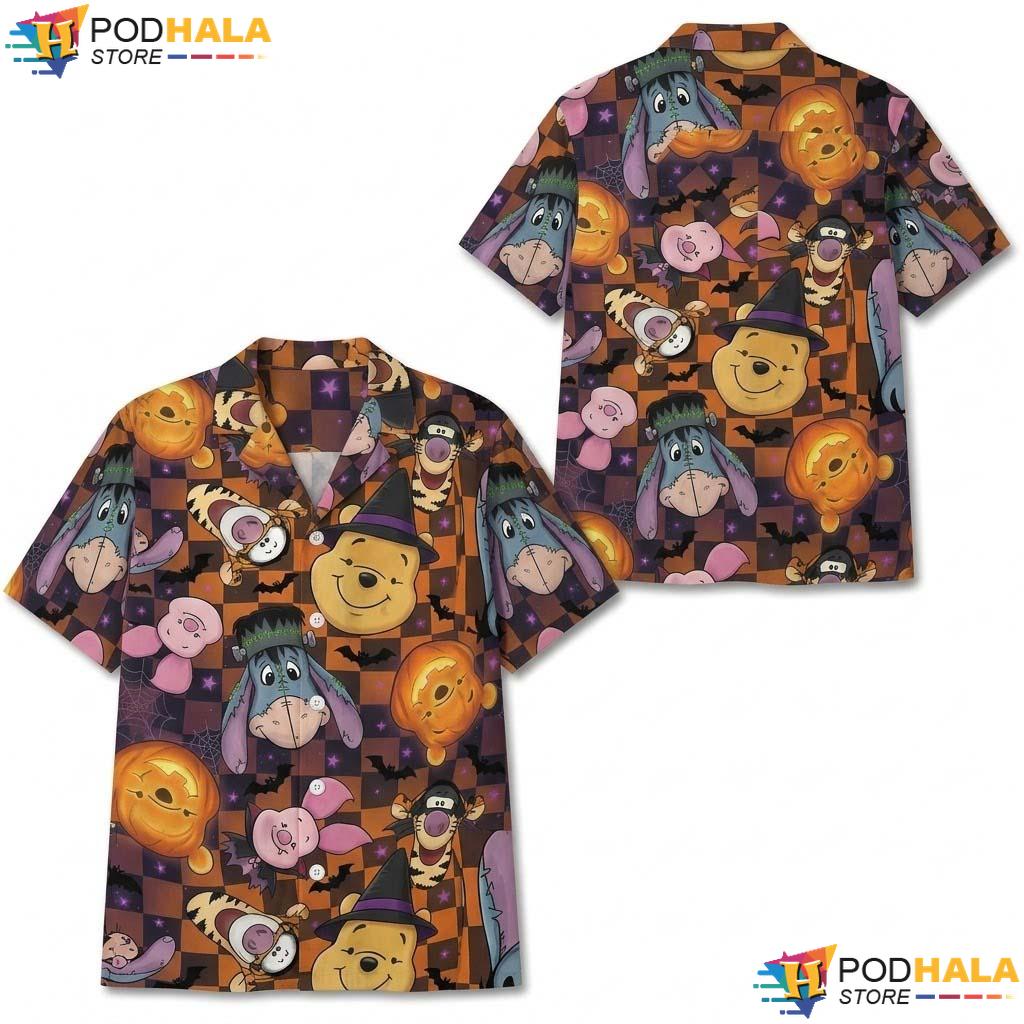 Winnie The Pooh Crop Halloween Hawaiian Shirt Spooky Tigger Party Top