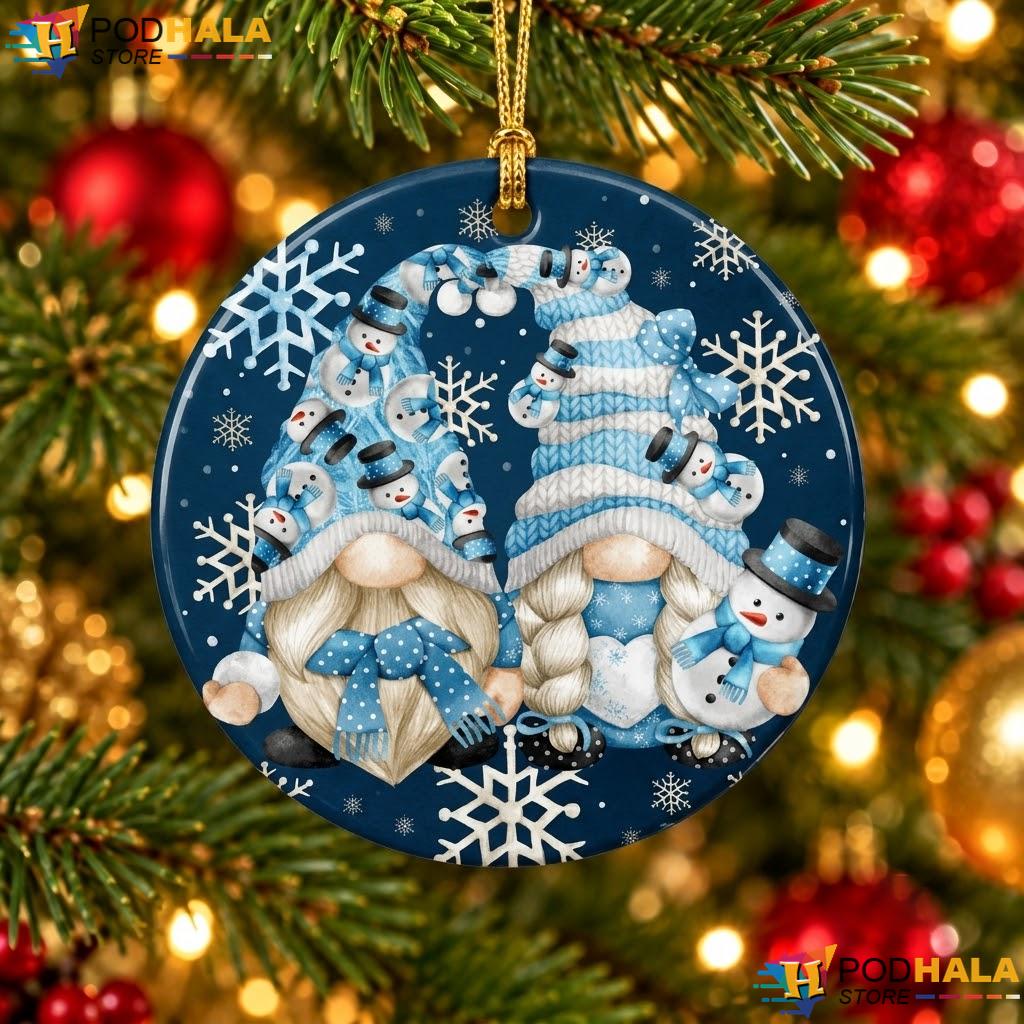 Winter Gnome Snowflakes Christmas Ornament Funny Decor Holiday Gift Idea