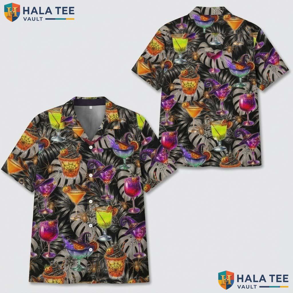 Witch Cocktail Halloween Hawaiian Shirt Neon Drink Gothic Aloha Top