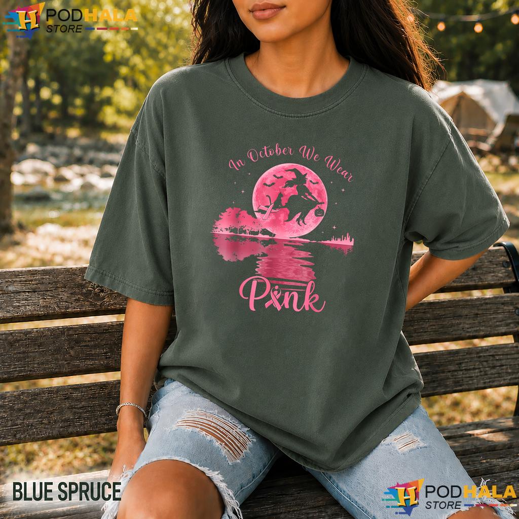 Witch Halloween October Comfort Colors Tee Pink Breast Cancer Women