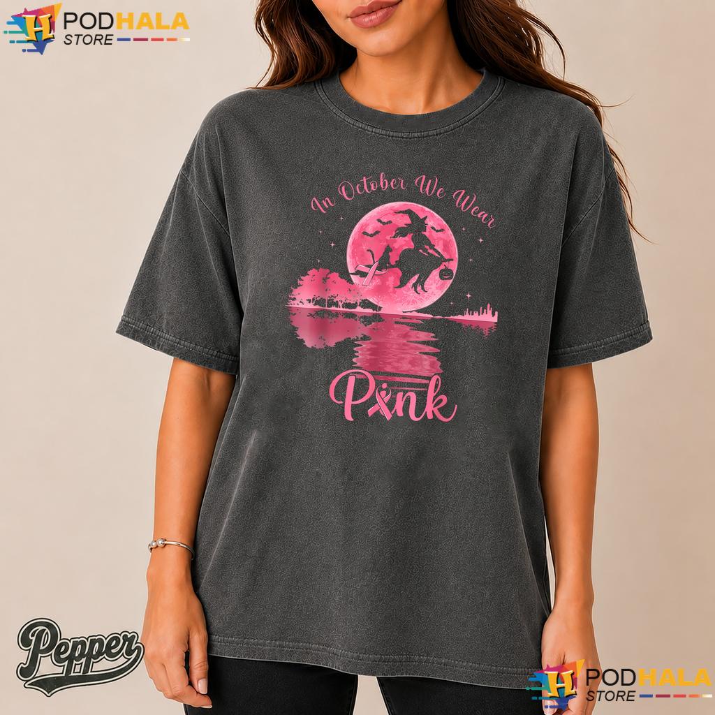 Witch Halloween October Comfort Colors T-Shirt Pink Breast Cancer Women Witch Halloween October Comfort Colors T-Shirt Pink Breast Cancer Women