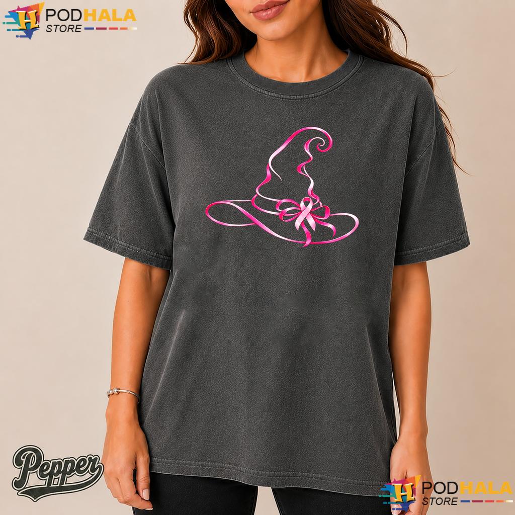 Witch Hat Halloween Pink Comfort Colors Shirt Breast Cancer Ribbon Witch Hat Halloween Pink Comfort Colors Shirt Breast Cancer Ribbon