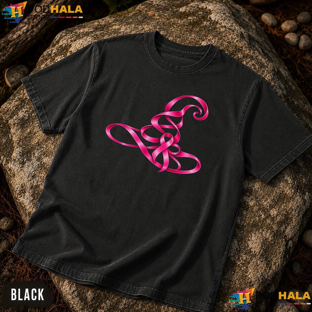 Witch Hat Pink Ribbon Support Comfort Colors Tee Breast Cancer Women