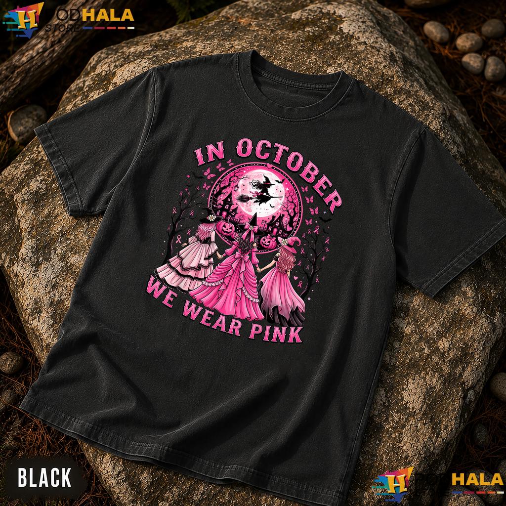 Witch October Pink Halloween Comfort Colors T-Shirt Breast Cancer Women