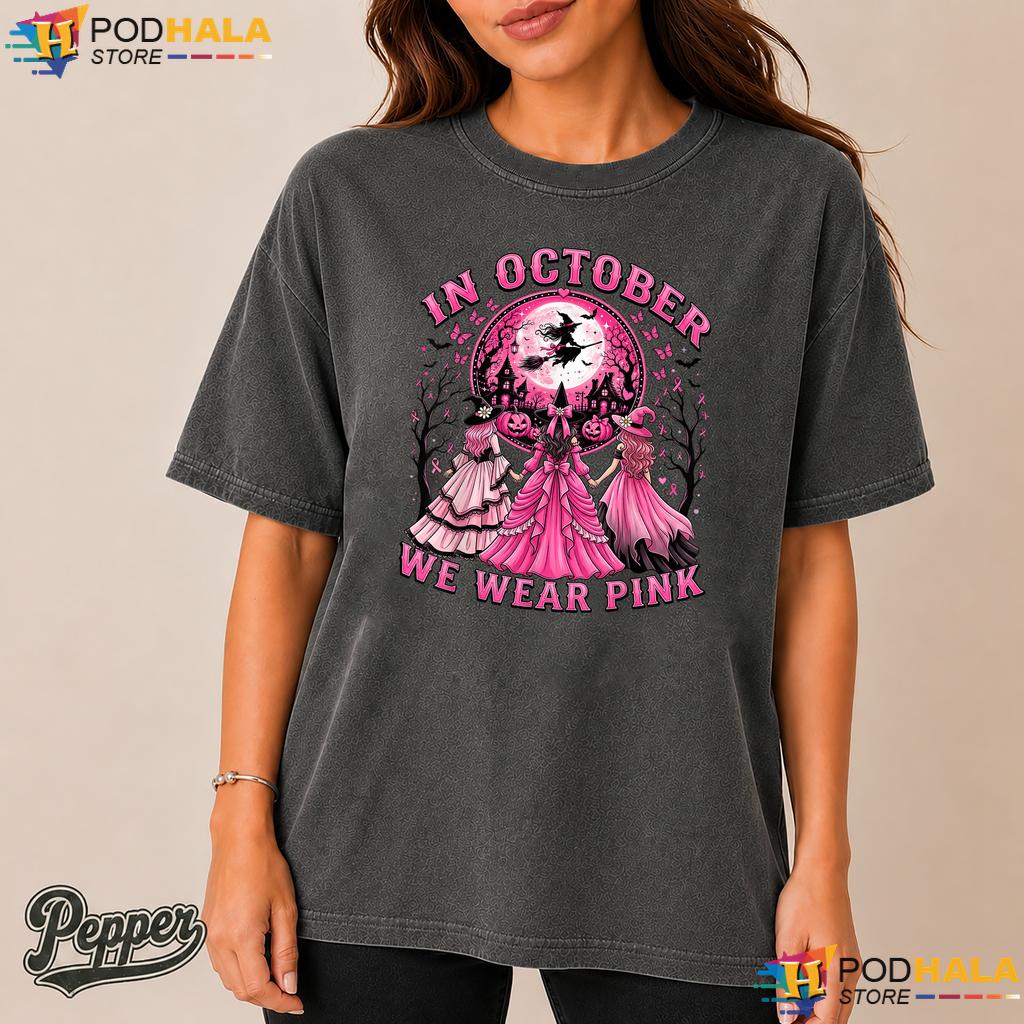 Witch October Pink Halloween Comfort Colors Tshirt Breast Cancer Women Witch October Pink Halloween Comfort Colors Tshirt Breast Cancer Women