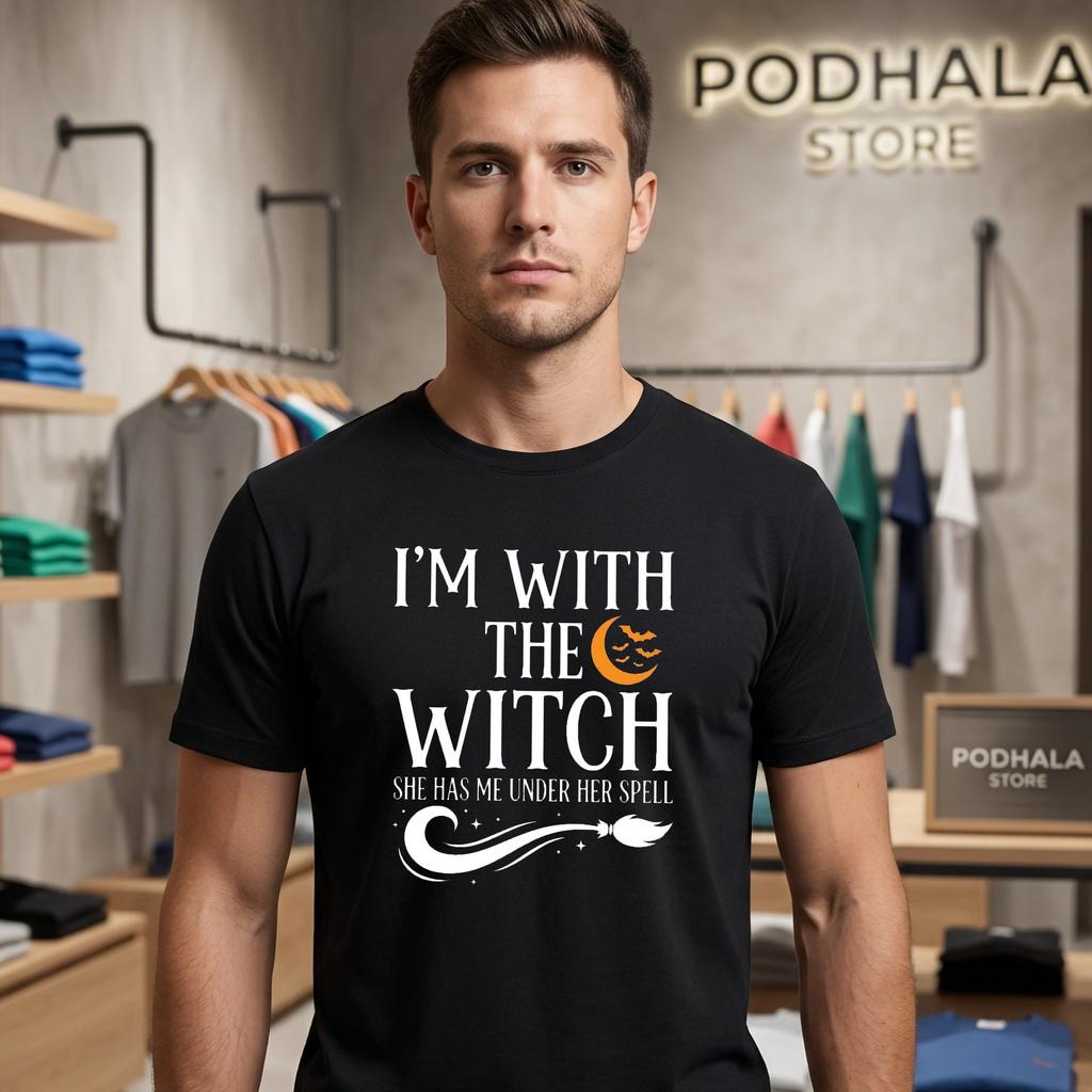 With The Witch Couples Costume Halloween Shirt Funny Mens Womens With The Witch Couples Costume Halloween Shirt Funny Mens Womens