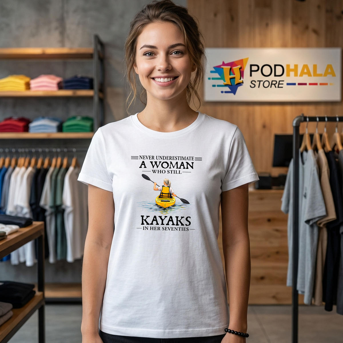 Woman Still Kayaks Seventies Shirt 2026 Never Underestimate Funny Fan Apparel