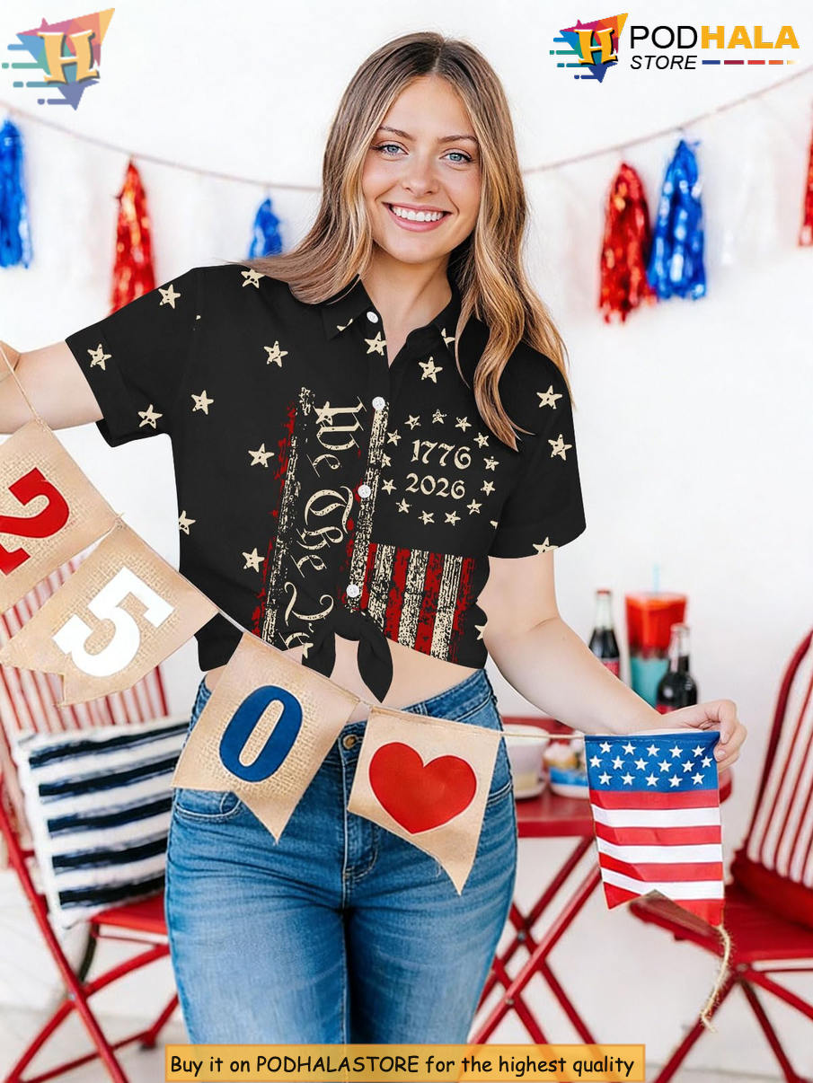Women 4th Of July Patriotic Hawaiian Shirt 2026 America 250th Fan Apparel Gear
