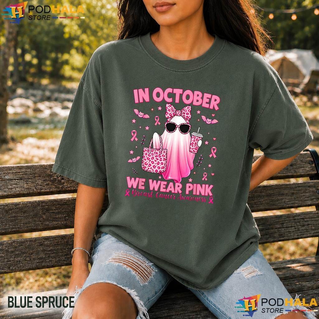 Women Girls Wear Pink Comfort Colors T-Shirt Breast Cancer Ribbon