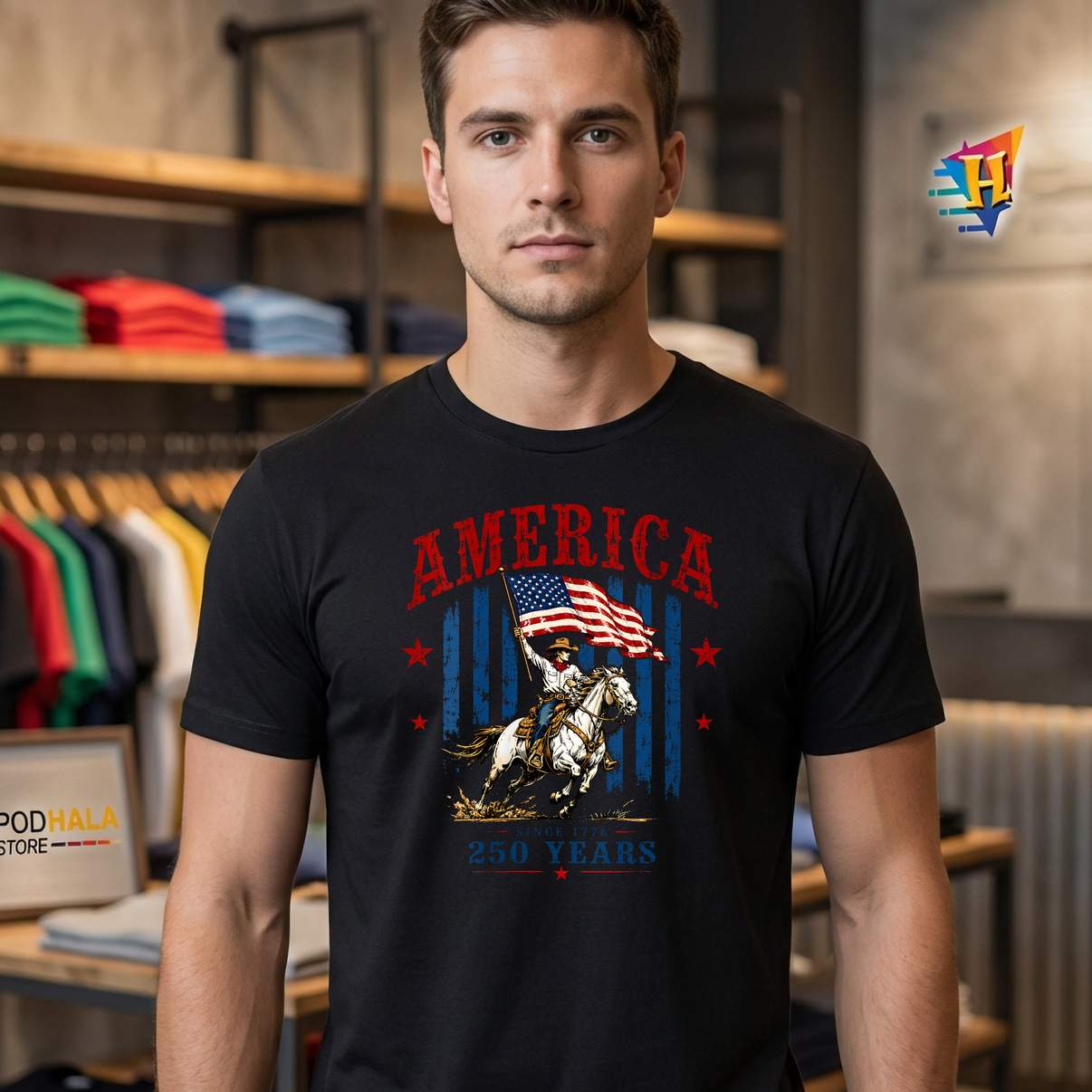 Womens America 250th Anniversary V Neck T-Shirt Western Patriotic Top Womens America 250th Anniversary V Neck T-Shirt Western Patriotic Top