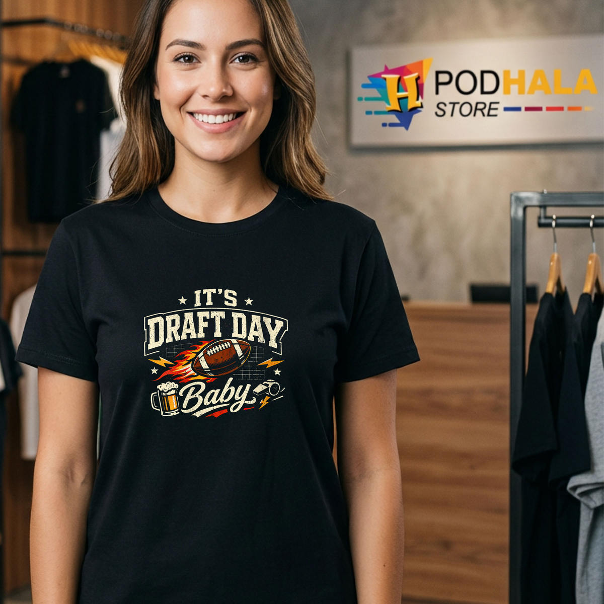 Womens Its Draft Day Baby Funny Shirt 2026 Sarcastic Fantasy Football Party