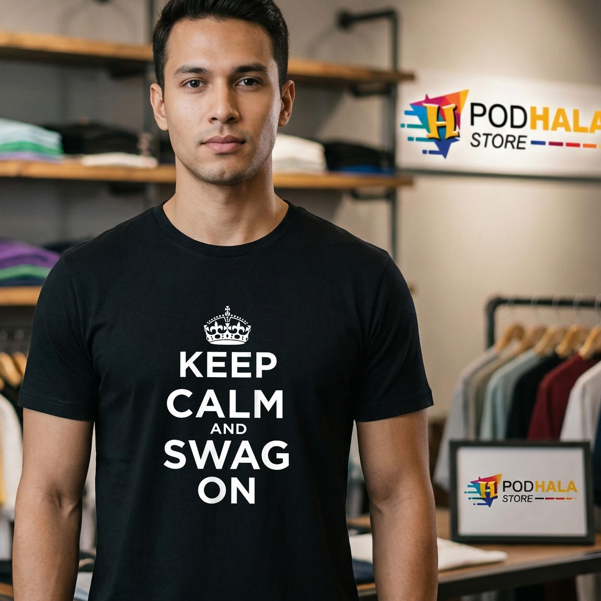 Womens Keep Calm And Swag On Fan Shirt 2026 Funny Pink Quote Humor Apparel