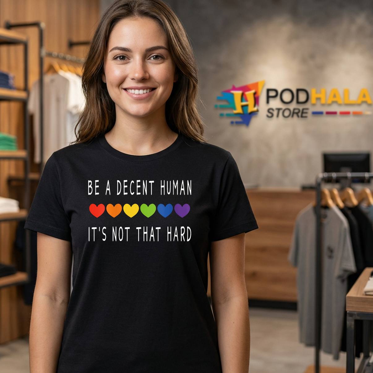 Womens LGBT Heart Be A Decent Human Its Not That Hard Graphic Mens - View 1 Womens LGBT Heart Be A Decent Human Its Not That Hard Graphic Mens - View 1