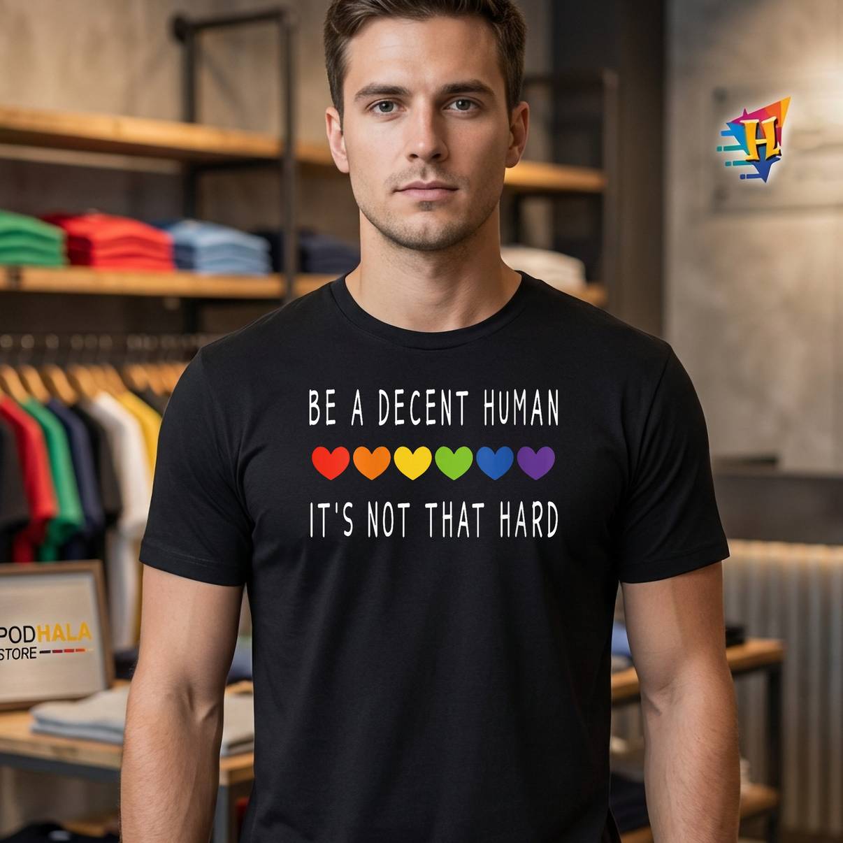 Womens LGBT Heart Be A Decent Human Its Not That Hard Graphic Mens - View 2 Womens LGBT Heart Be A Decent Human Its Not That Hard Graphic Mens - View 2
