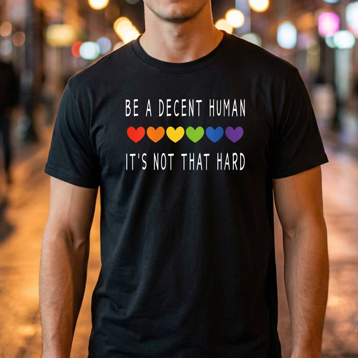 Womens LGBT Heart Be A Decent Human Its Not That Hard Graphic Mens - View 3 Womens LGBT Heart Be A Decent Human Its Not That Hard Graphic Mens - View 3