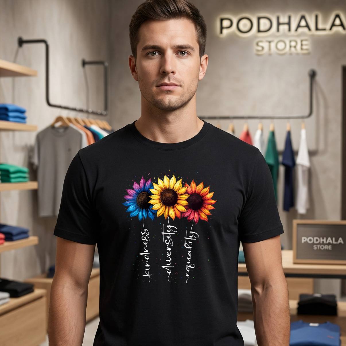 Womens Rainbow Sunflower Be Kind Shirt LGBTQ Gay Love Pride Flower