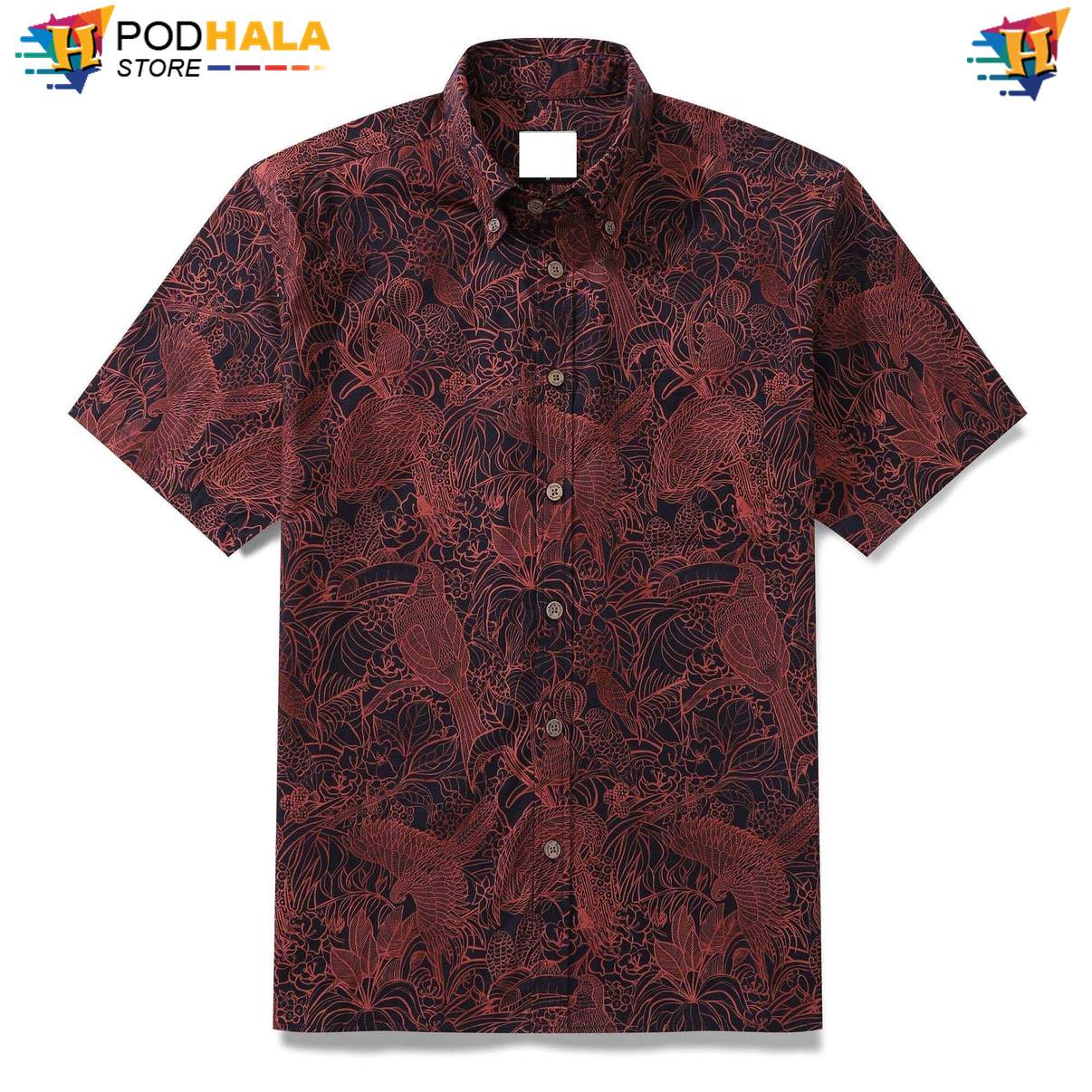 World Of Birds Hawaiian Shirt Mens Oversized Animal Graphic Button Down Top